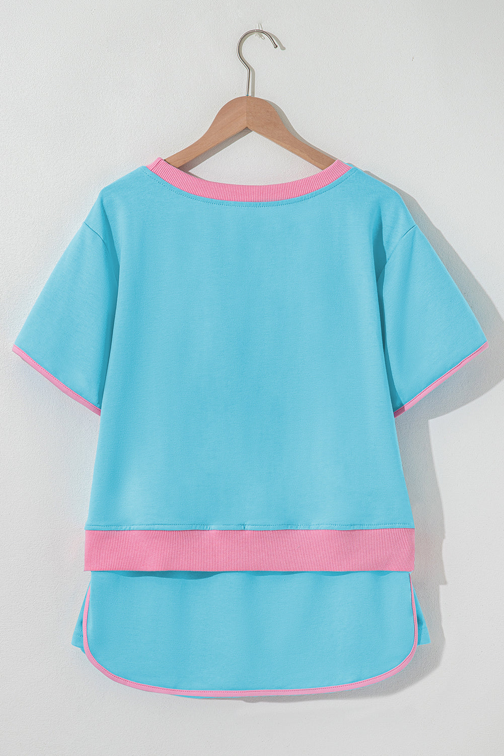 Turquoise Colourblock Edge Drop Shoulder T Shirt and Skirt Co-ord eAura