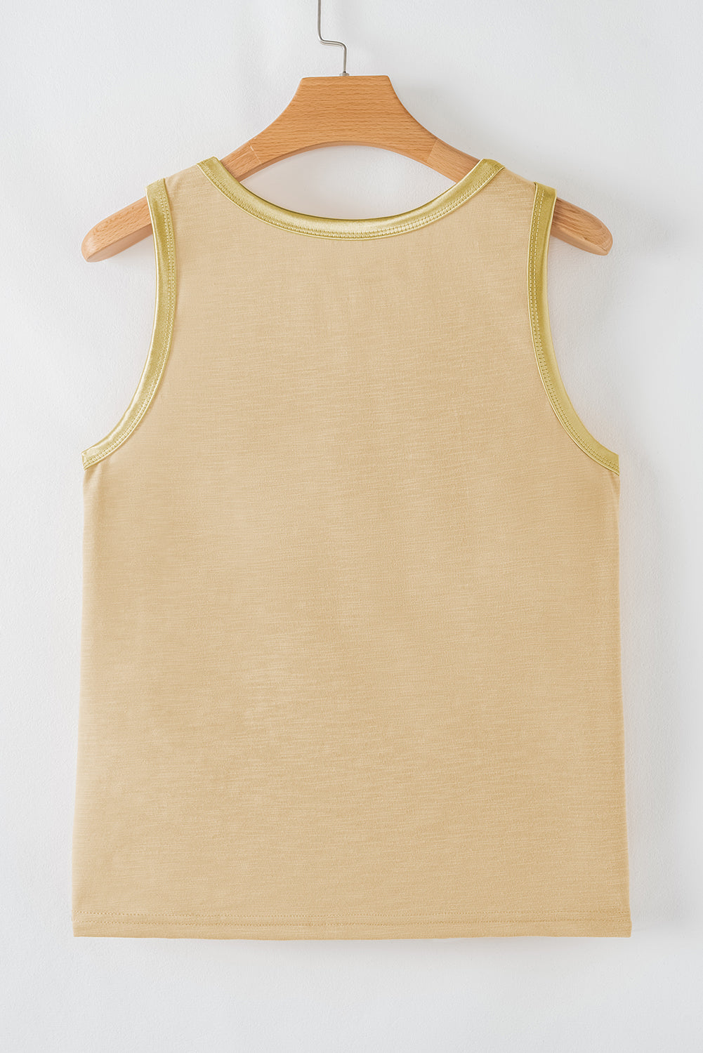 Tan Metallic Sheen Edge Scoop Neck Tank Top eAura