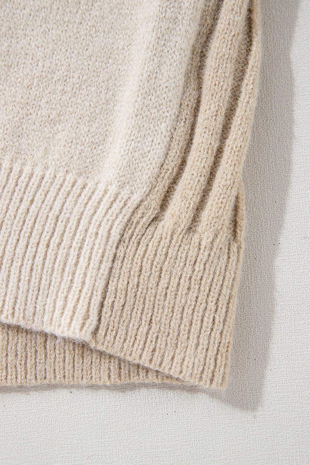 Khaki Cable Knit Colourblock Crew Neck Drop Shoulder Sweater eAura