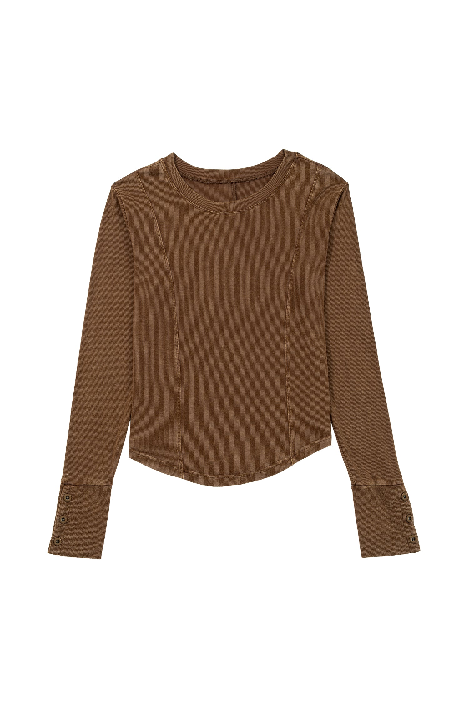 Exposed Seam Ribbed Long Sleeve Top