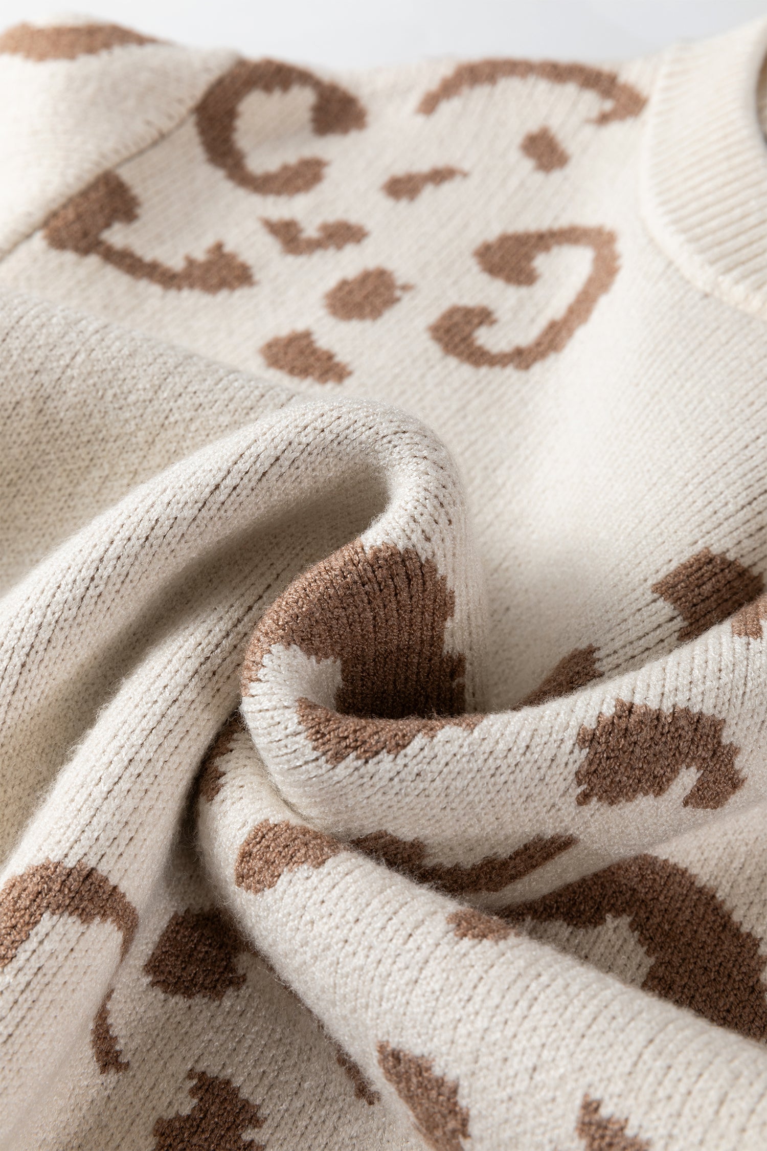 Asymmetric Leopard Print Detail Drop Shoulder Sweater - Sweaters & Cardigans/Sweaters