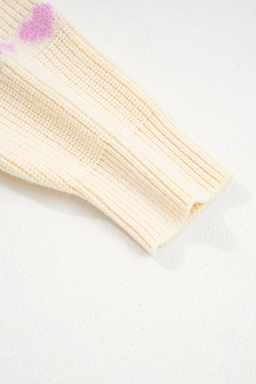 Heart Pattern Rib Knit Sweater - eAura