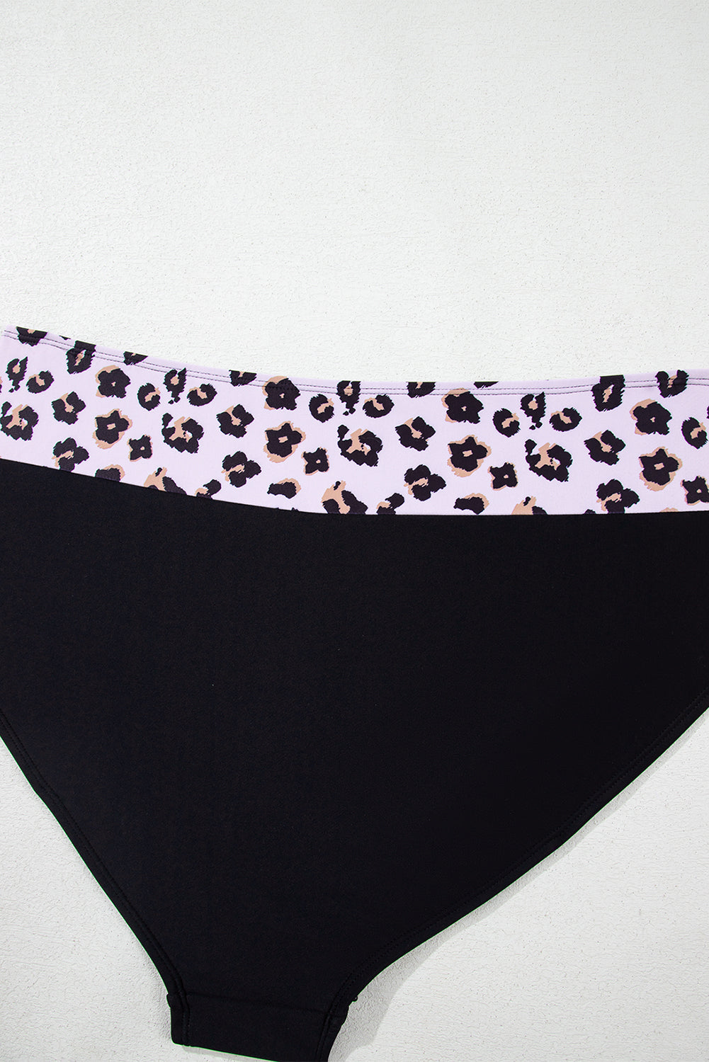 Black 2pcs Leopard Patchwork Plus Size High Waisted Swimsuit BB Fashion Outlet