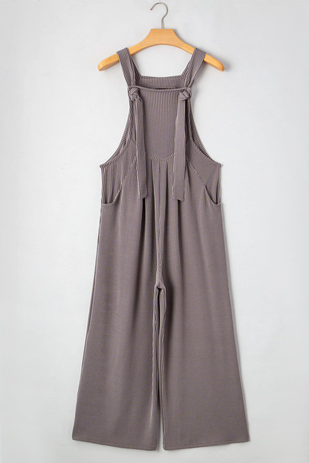 Philippine Grey Ribbed Adjustable Straps Wide Leg Loose Overall eAura