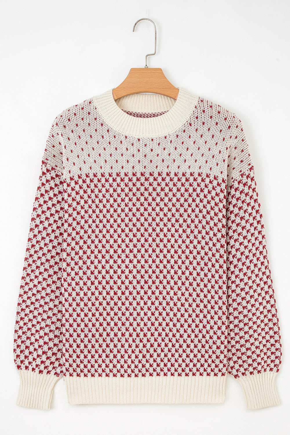 Contrast Colour Pattern Lantern Sleeve Sweater - eAura
