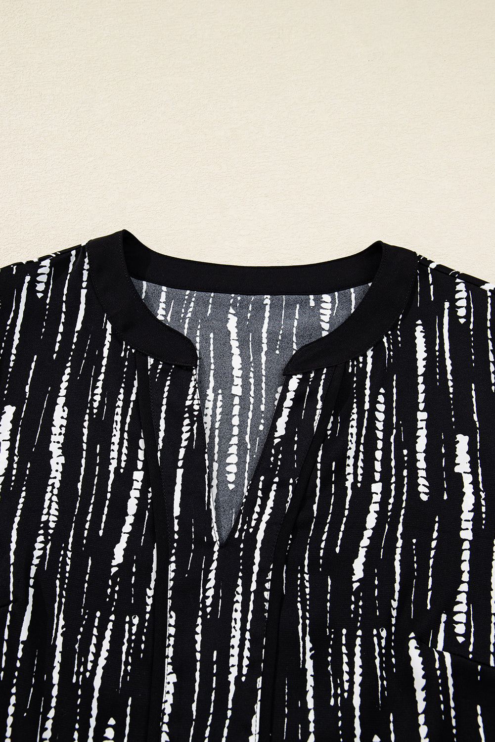 Black Abstract Printed V-Neck Fall Blouse eAura