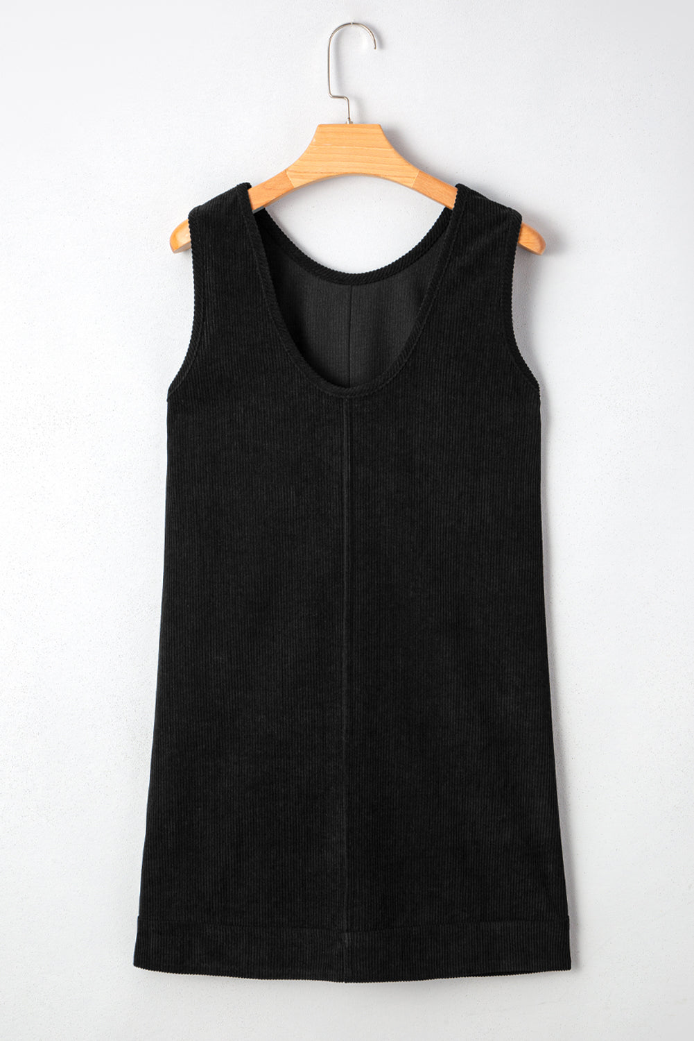 Soft Corduroy Sleeveless Mini Dress With Patched Pockets - eAura