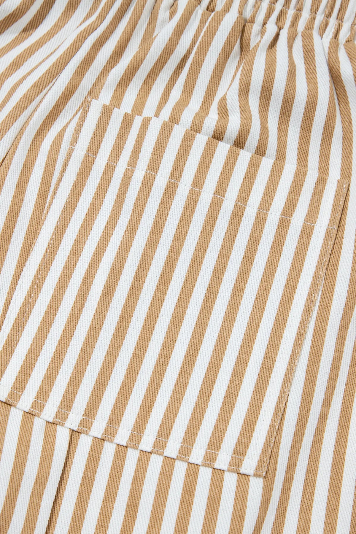 Ribbon Drawstring Waist Full-Length Shift Pant – Apricot Stripe
