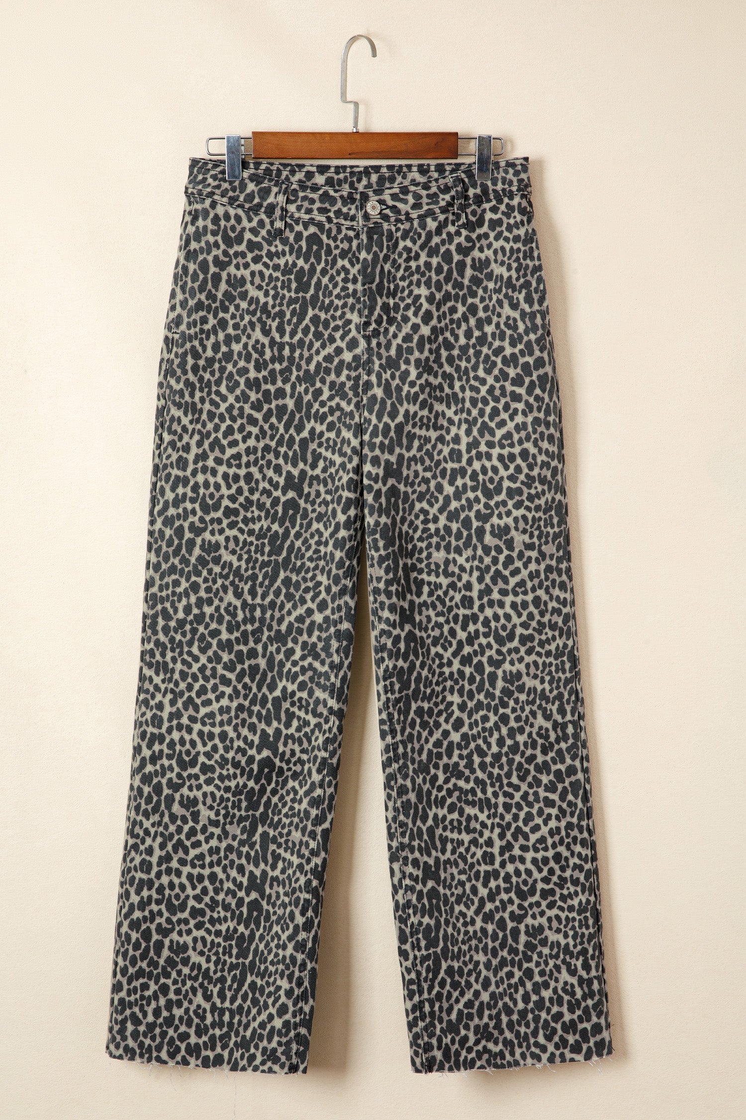 Leopard Print Wide Leg High Waist Jeans - Bottoms/Jeans/WideLeg