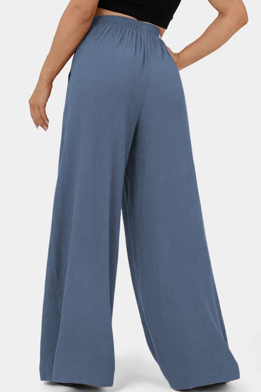 Coffee High Waisted Tie Front Side Pocket Wide Leg Flowy Casual Pants Dear-Lover Dropshipping