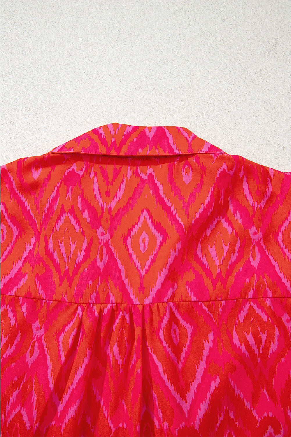 Pink Western Aztec Geometric Ruffled 3/4 Sleeve Shirt eAura