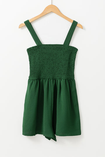 Pocketed Smocked Sleeveless Romper