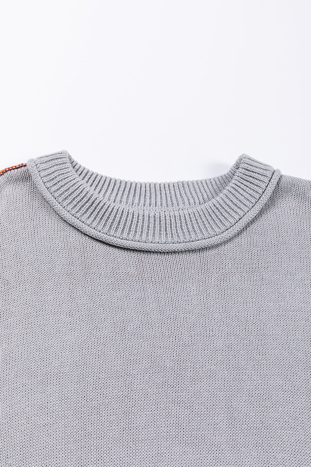 Pink Colourblock Bishop Sleeve Ribbed Trim Sweater eAura