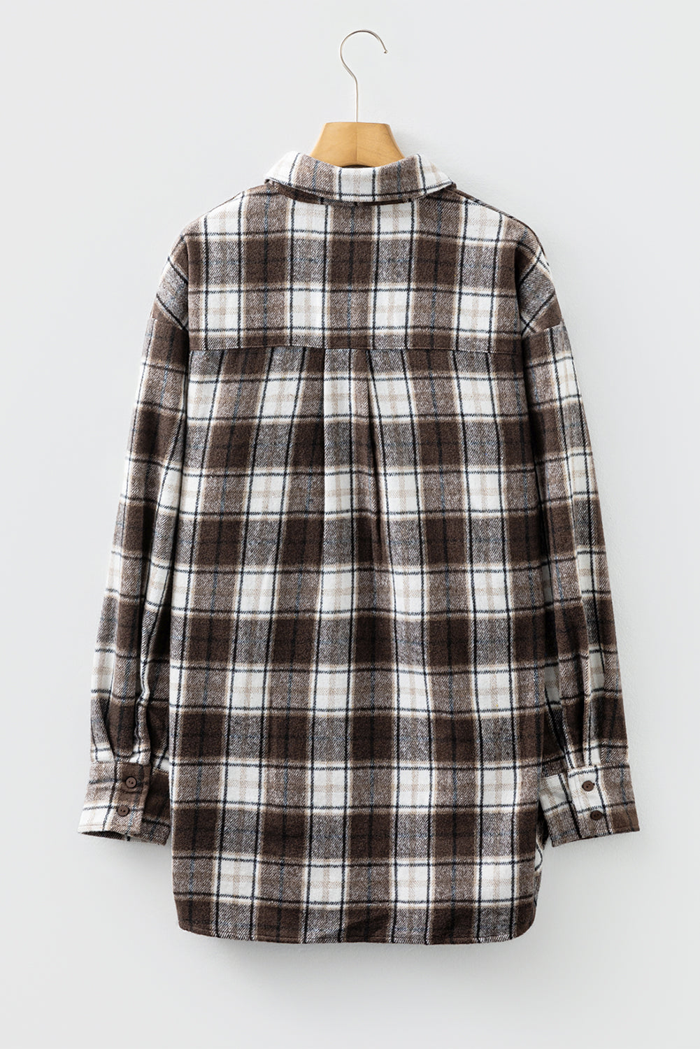 Flannel Plaid Single Chest Pocket Boyfriend Shacket - eAura
