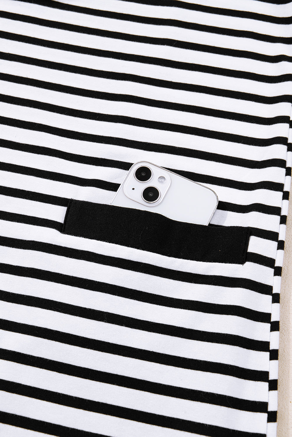 Striped Buttoned Front Collared Long Sleeve T Shirt Dress with Pockets - eAura