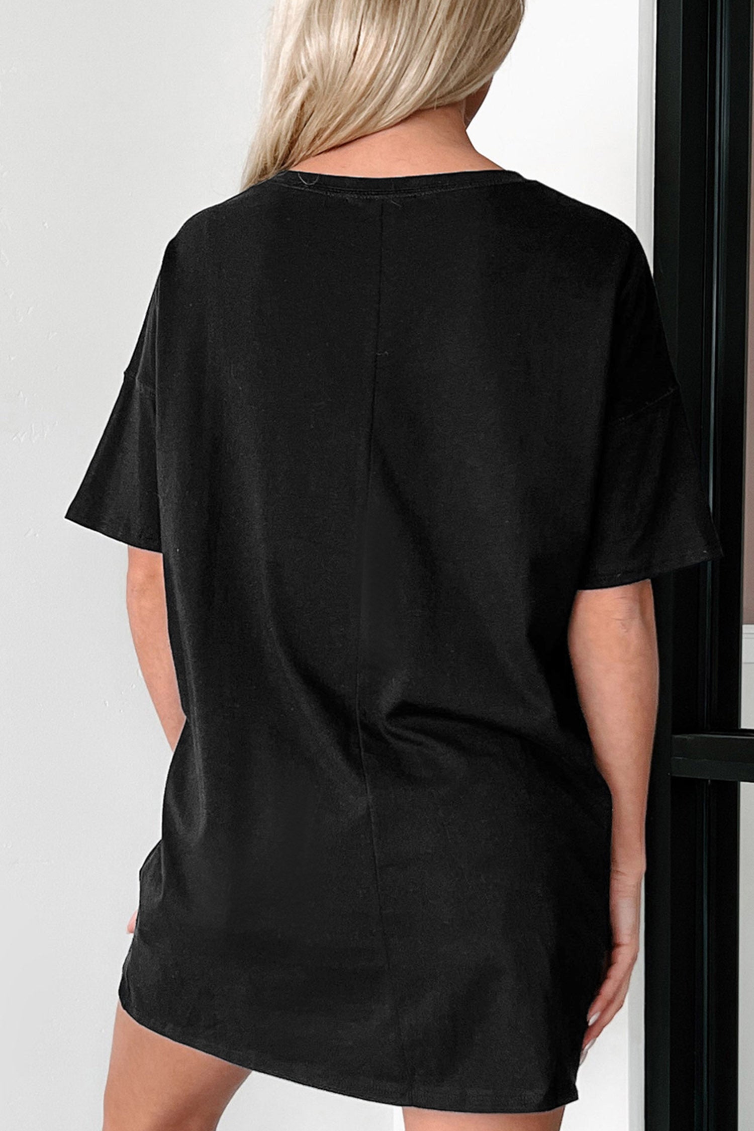 Western Cowboy Print Oversized Tunic Tee – Black