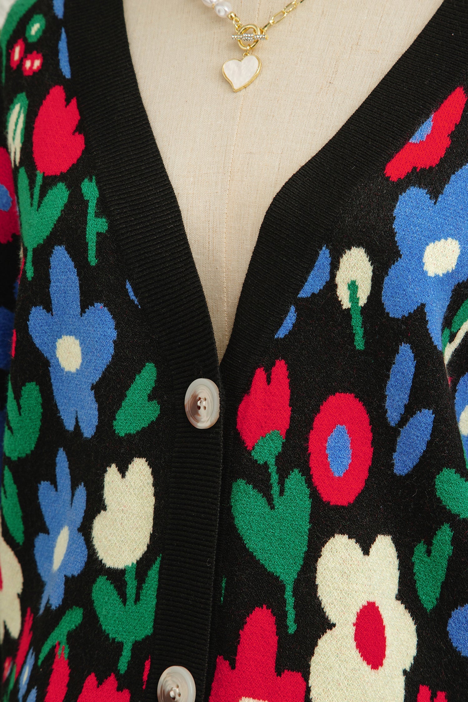 Floral Print V-Neck Buttoned Short Cardigan Sweater - Sweaters & Cardigans/Cardigans