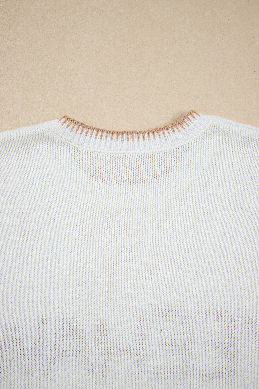 White Knit YEEHAW Stitch Edge Crew Neck Sweater T Shirt eAura
