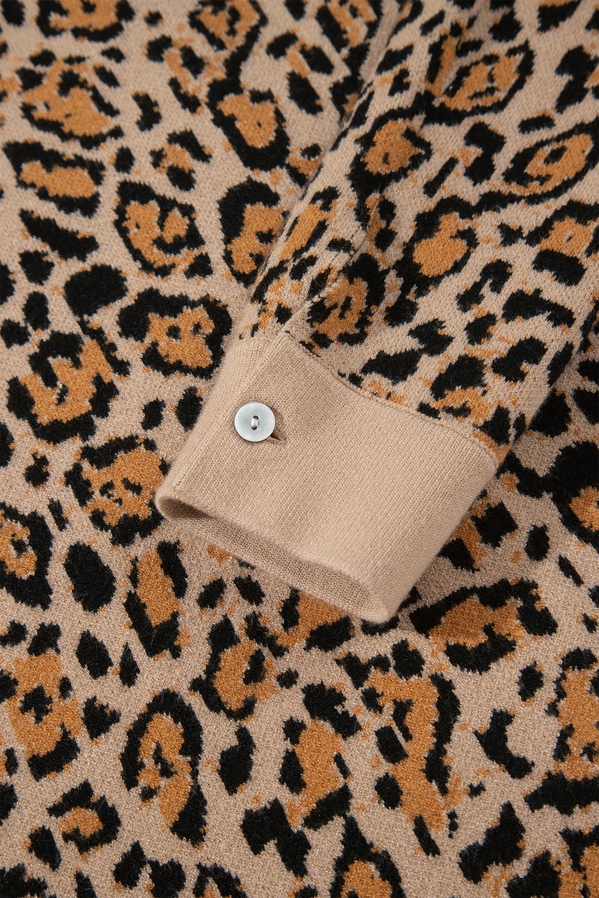 Leopard Print Button-Up Cardigan Long Sleeve Cardigans – Brown
