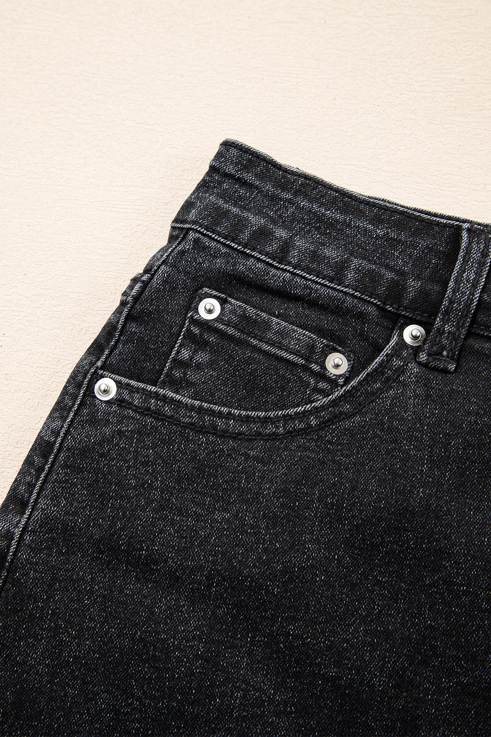 Carbon Grey Mineral Wash Ripped Raw Hem Denim Mini Skirt BB Fashion Outlet