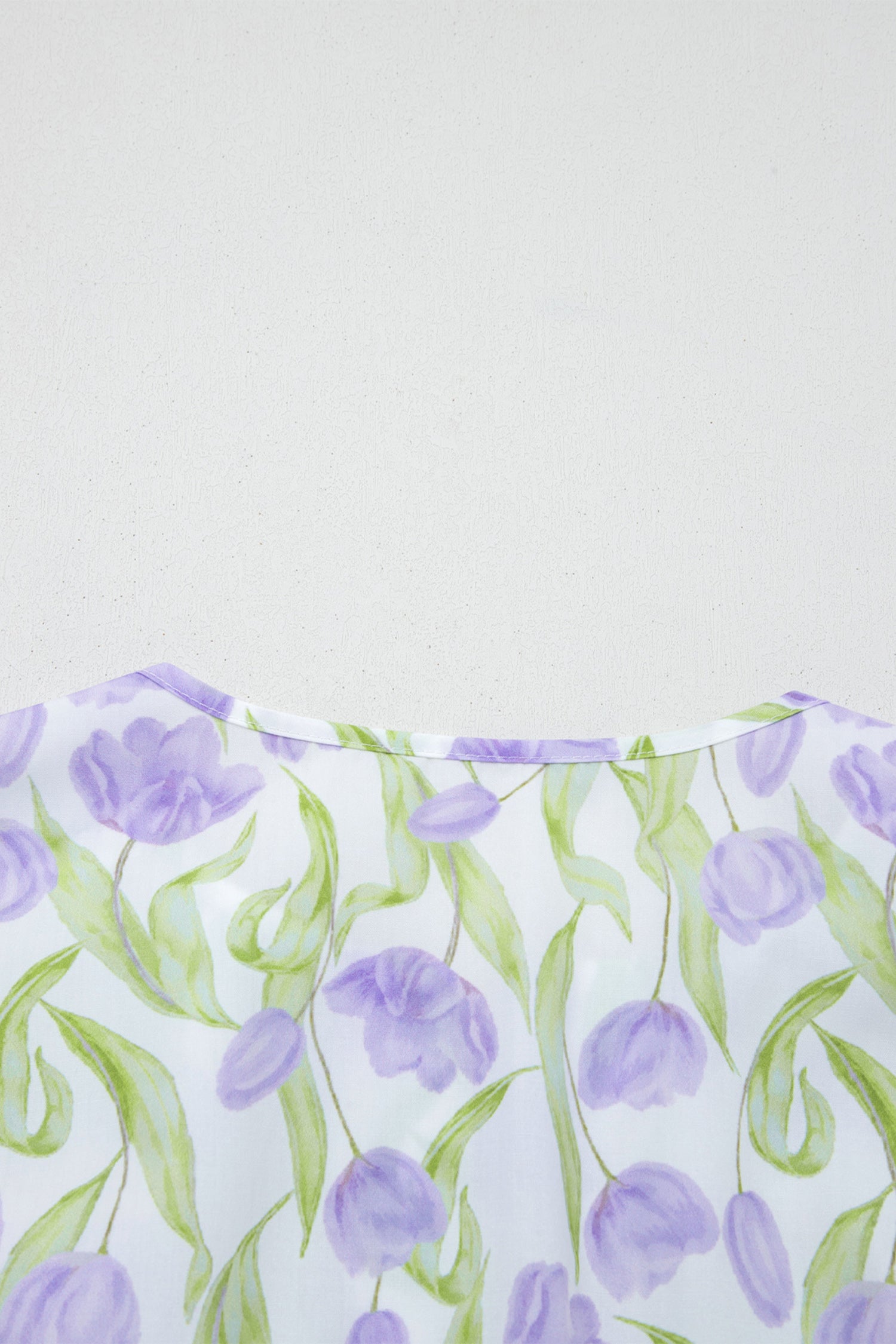 Tulip Floral Print Contrast Trim Midi Dress – Purple