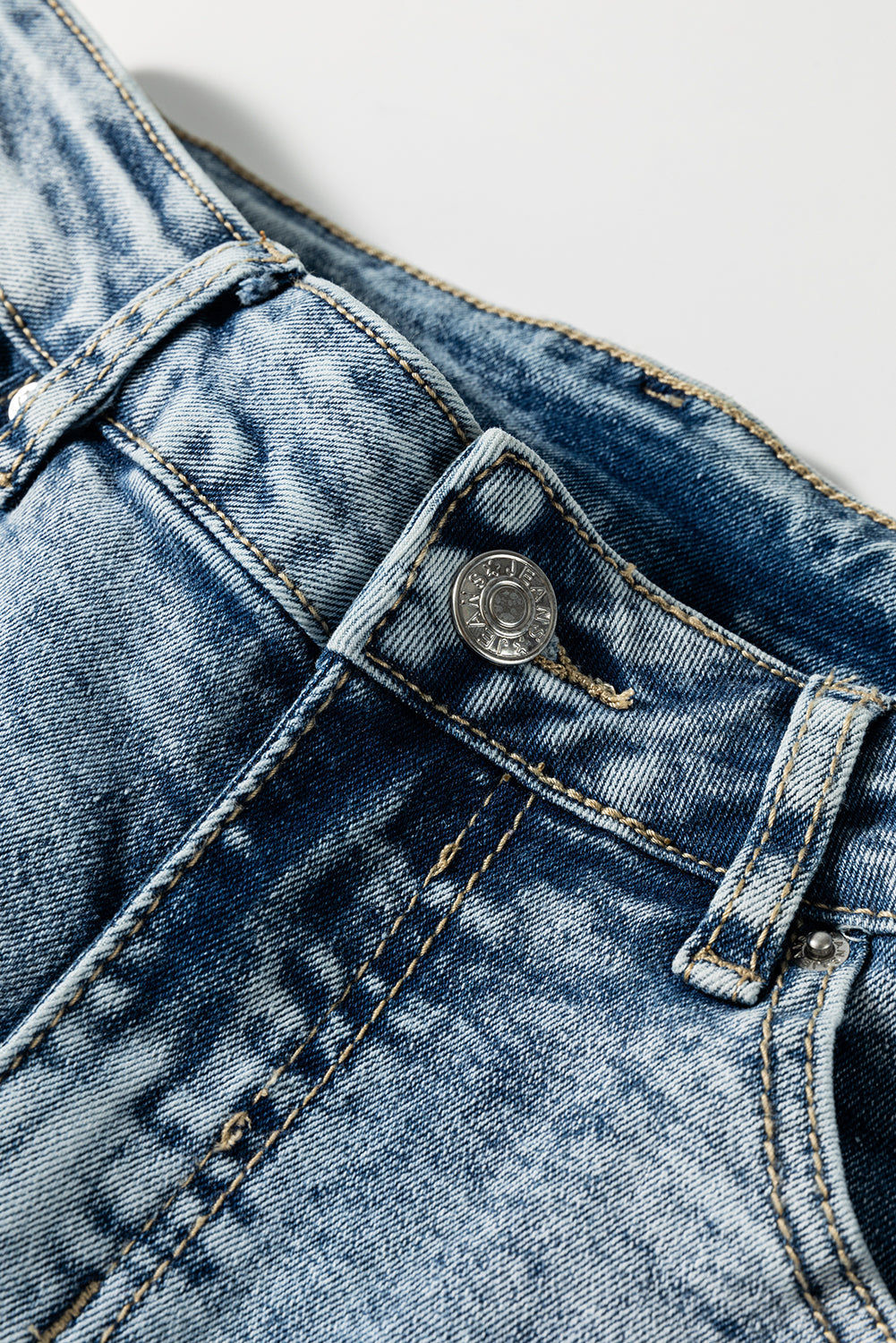 Myosotis High Rise Button Zip Fly Medium Wash Jeans eAura