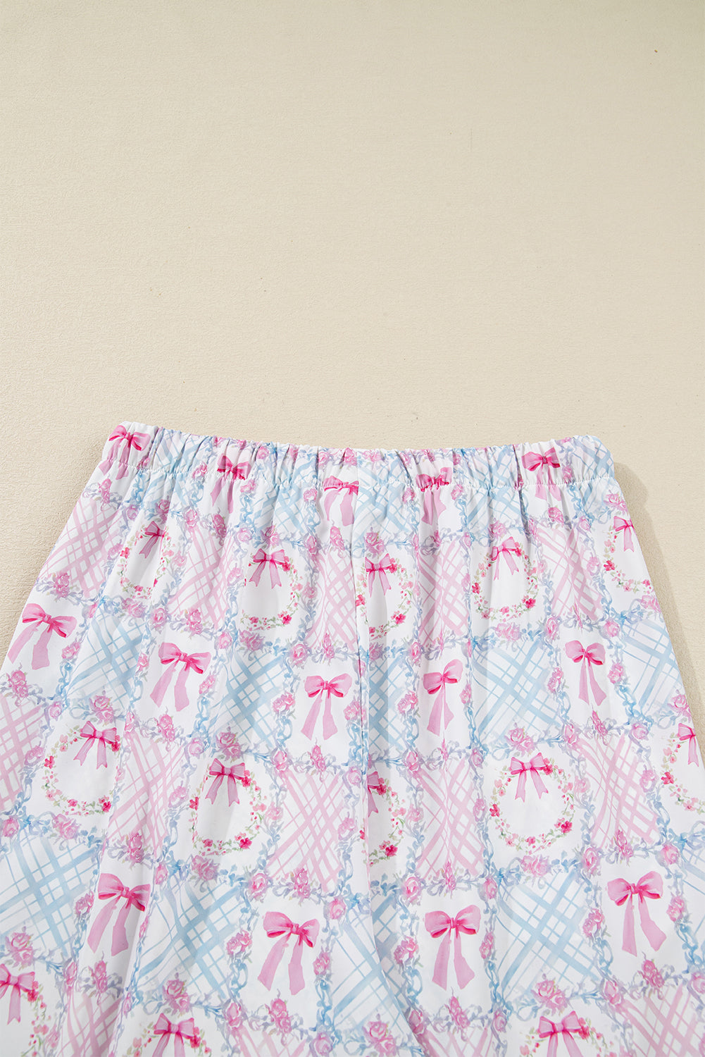 Pink Bow Wreath Pattern Christmas Pyjamas Tied Front Long Sleeve Dear-Lover Dropshipping