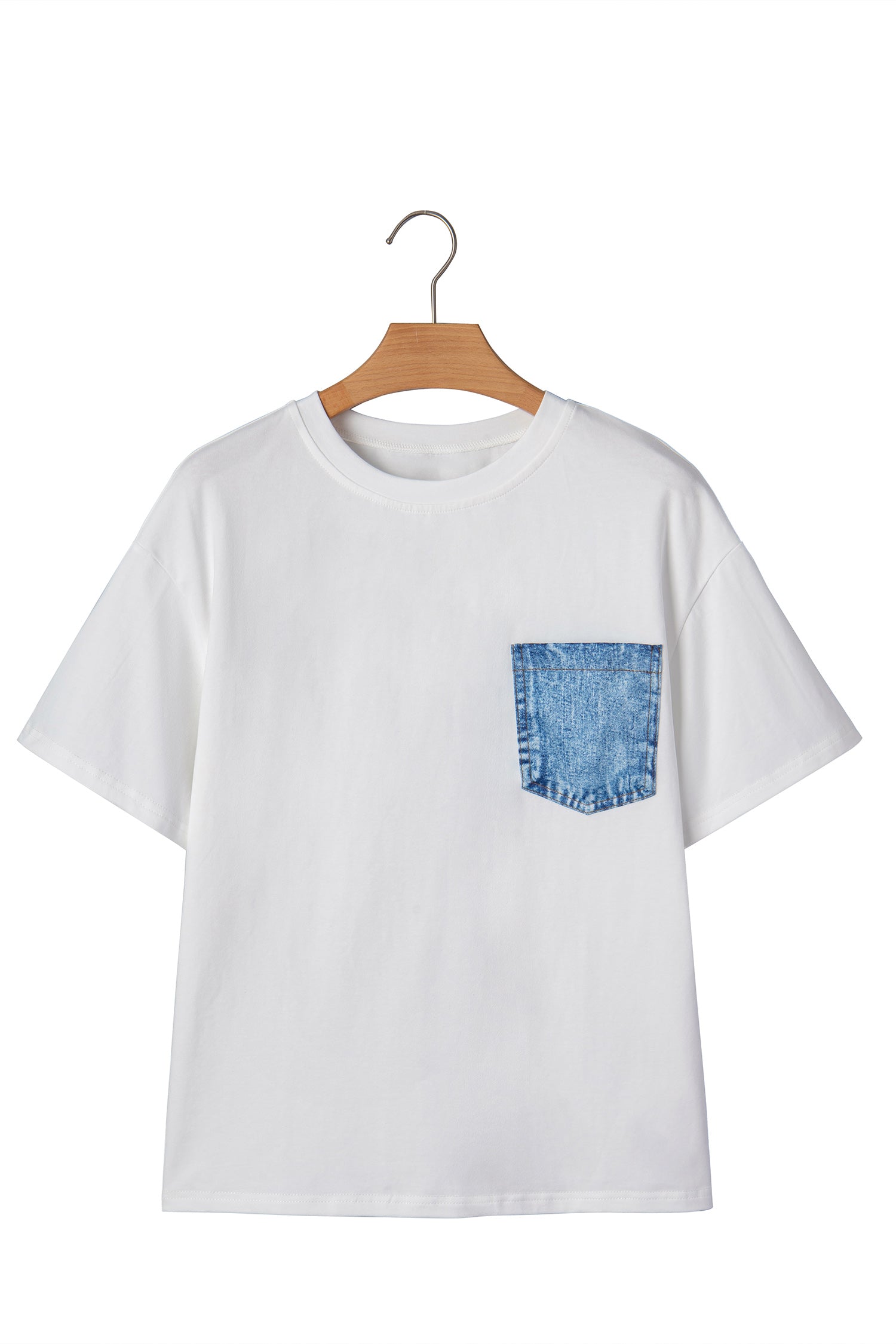 Colour Block Chest Pocket Patched Casual Short Sleeve Top
