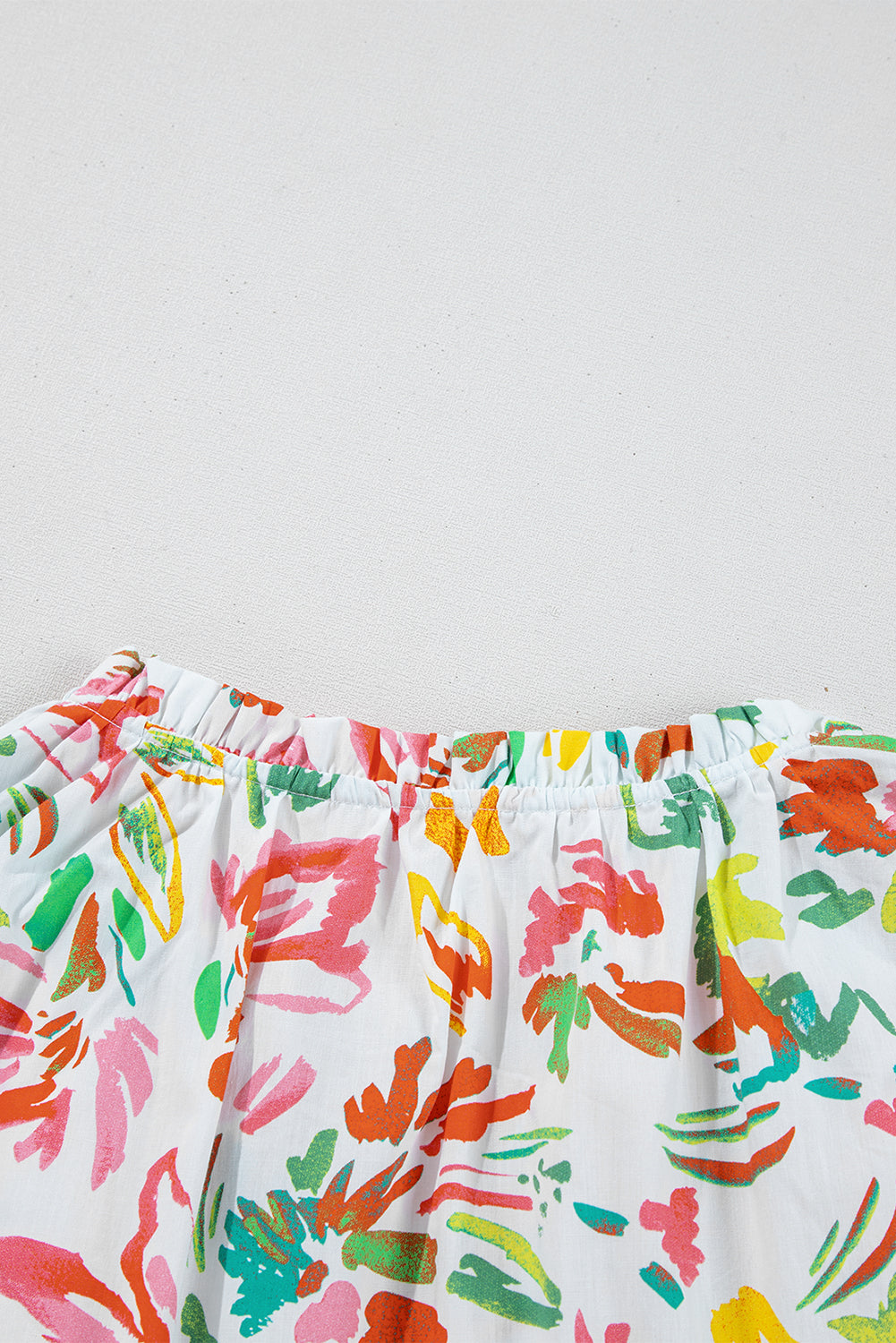 Multicolour Allover Floral Print Flutter Sleeve Split Neck Blouse eAura