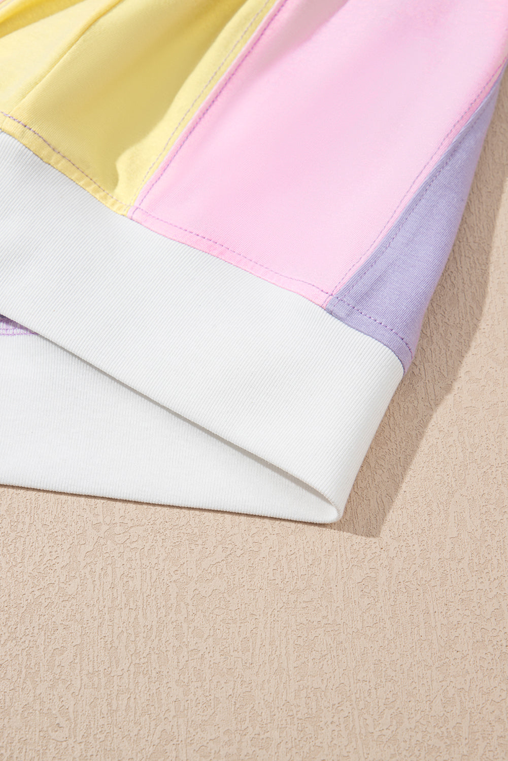 Purple Colour Block Patchwork Half Sleeve Oversized T Shirt eAura