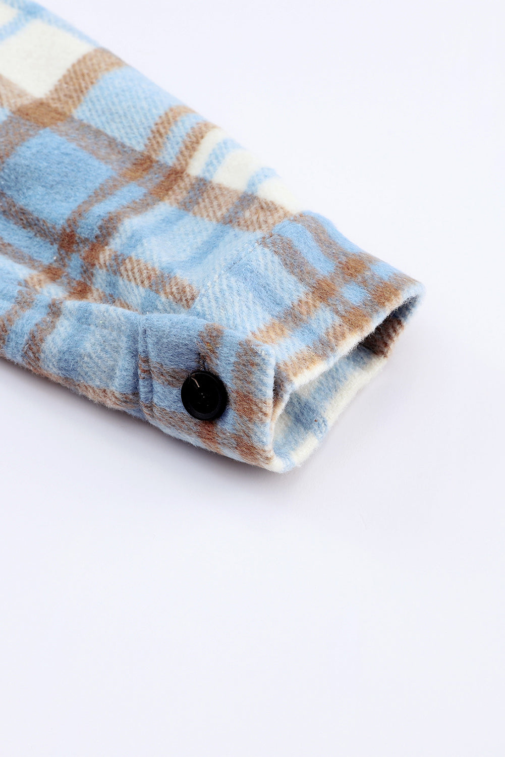 Sky Blue Plaid Flap Pocket Long Sleeve Shacket Beagle Boutique Fashion Outlet