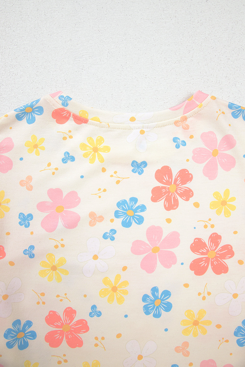 Apricot Floral Print Crop Top Wide Leg Short Set eAura