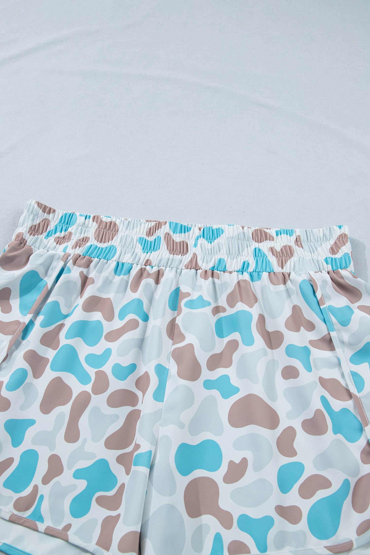 Plus Size Camo Print Athleisure Shorts – Smocked Waist