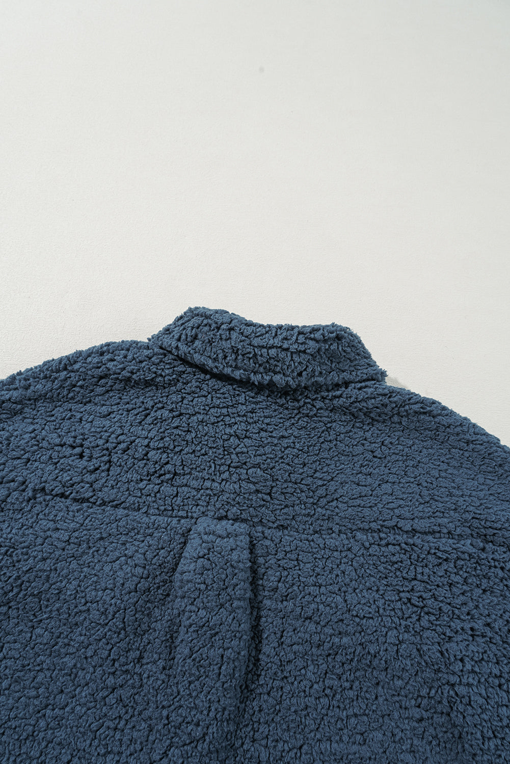 Blue Contrast Flap Pocket Single Breasted Teddy Coat Dear-Lover Dropshipping