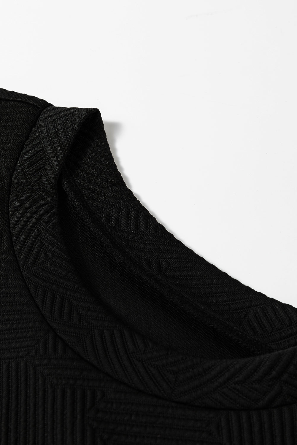 Black Textured Puff Sleeve Top and Trousers Set eAura