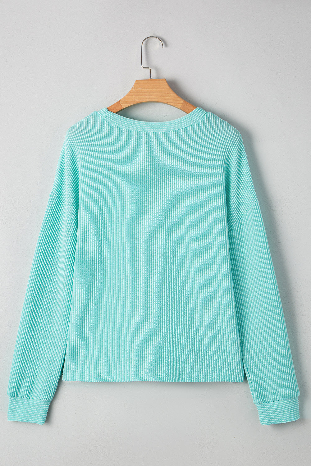 Ribbed Textured Contrast Patched Pocket Long Sleeve Top - eAura