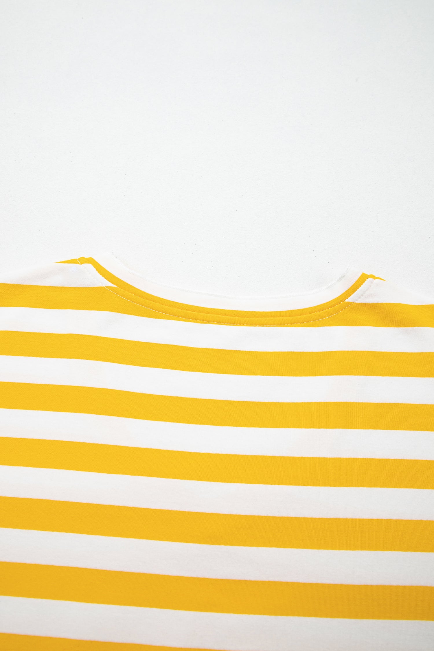 Striped Lace Patchwork V Neck Long Sleeve Top – Yellow Stripe