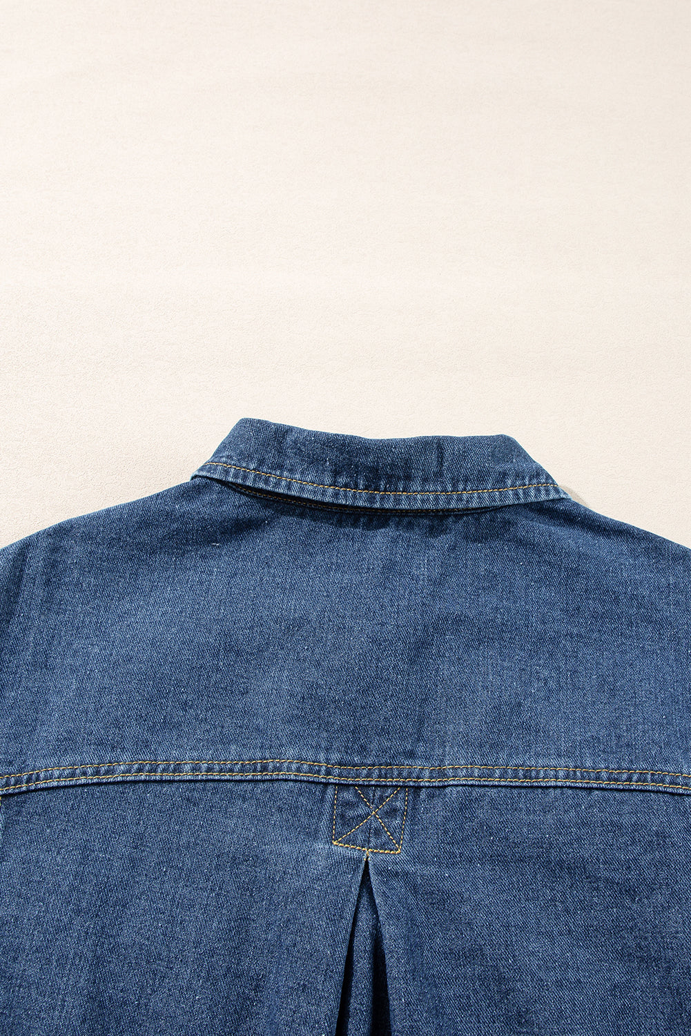 Dark Blue Washed Oversize Pocketed Denim Jacket Beagle Boutique Fashion Outlet