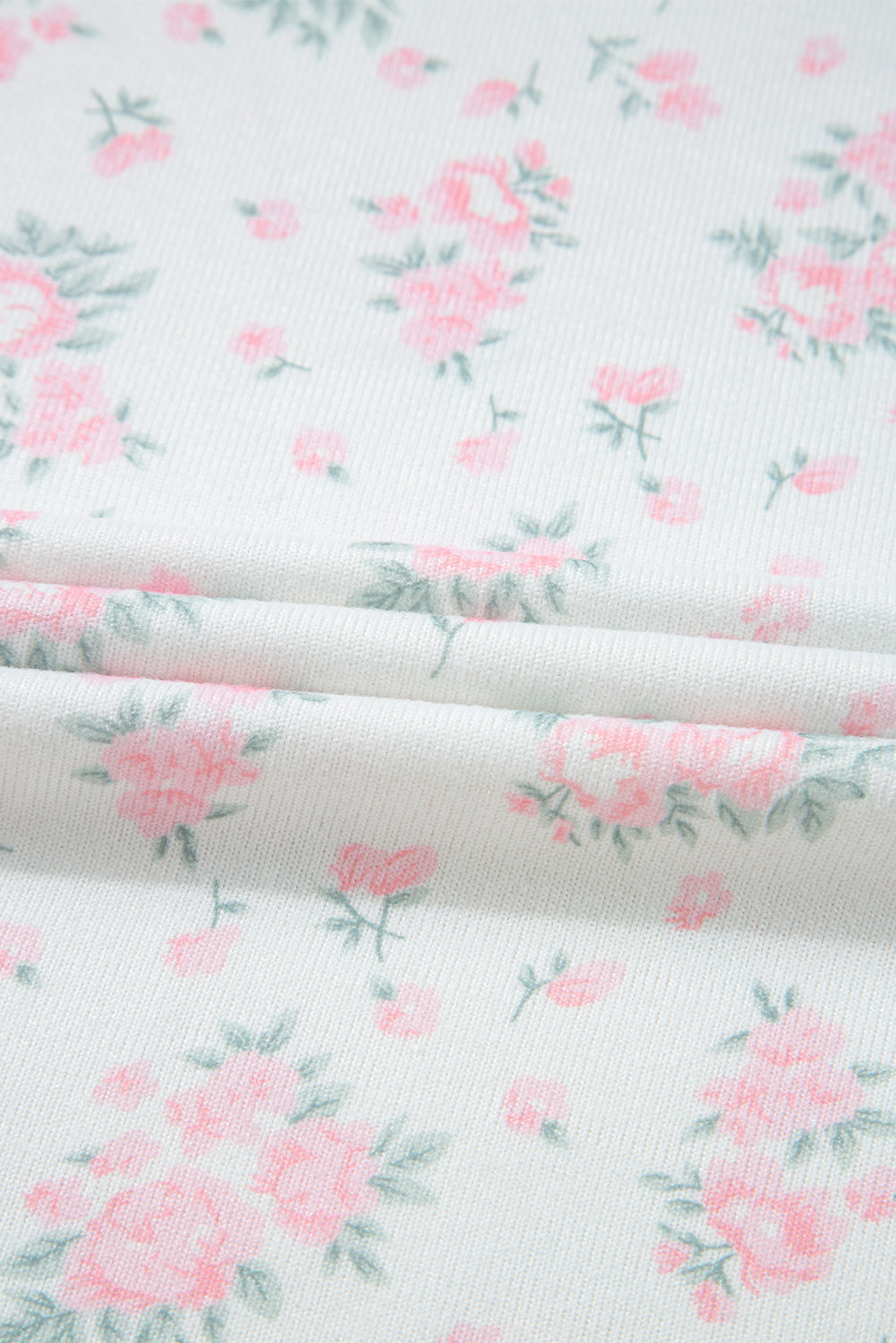 Pink Floral Lettuce Trim Tee and Shorts Ribbed Lounge Set eAura
