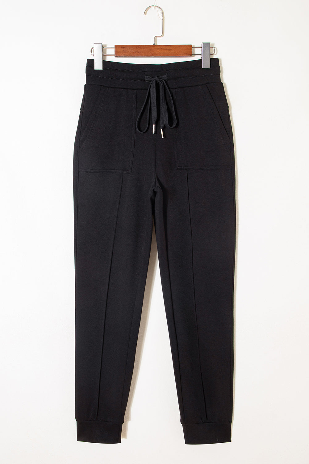 Exposed Seam Detail Skinny Drawstring Jogger Pants - eAura