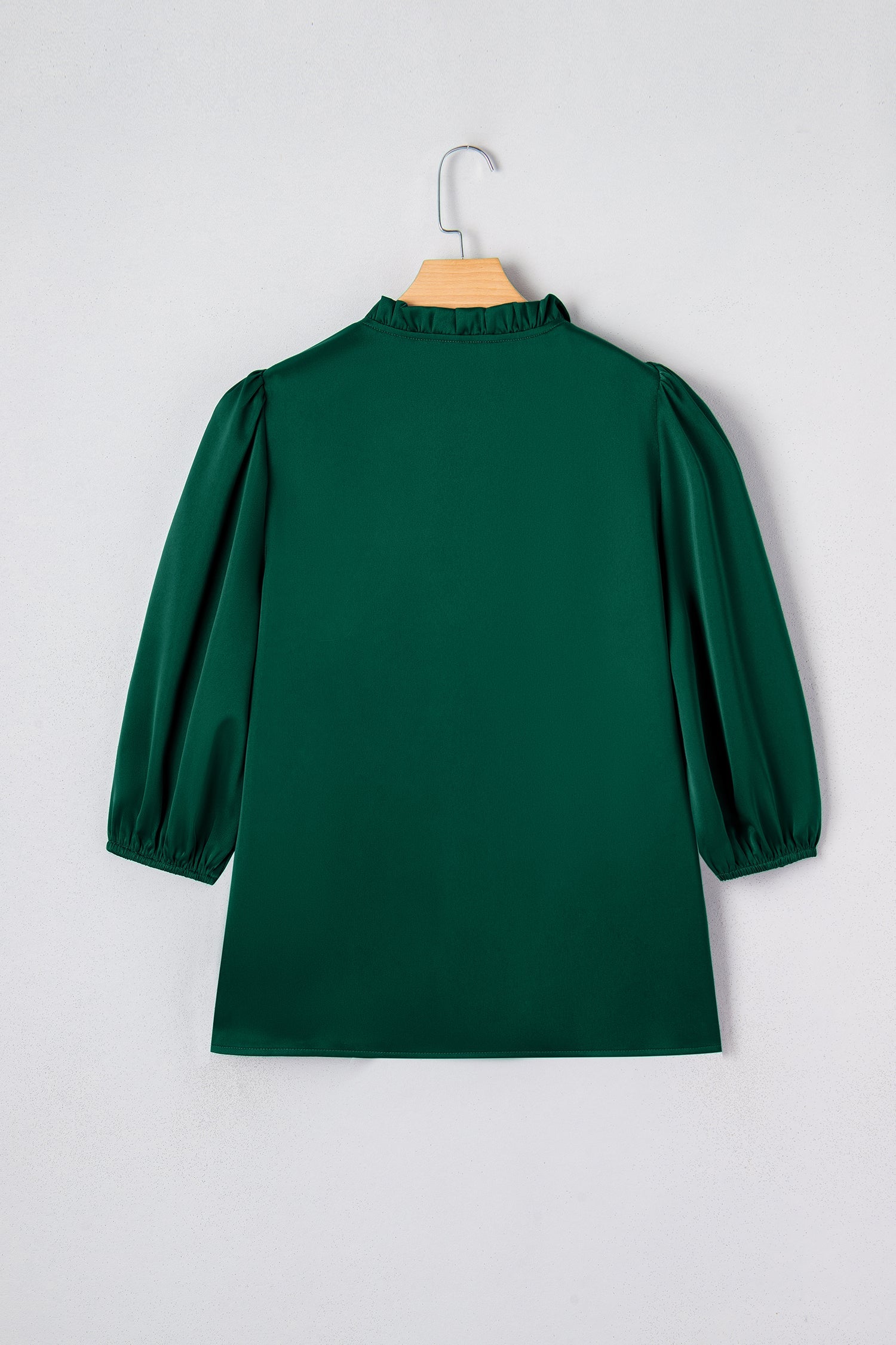Frilled V-Neck Bow Detail 3/4 Sleeve Blouse - eAura