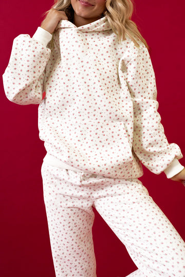 Floral Kangaroo Pocket Hoodie Trousers Co-ord Set