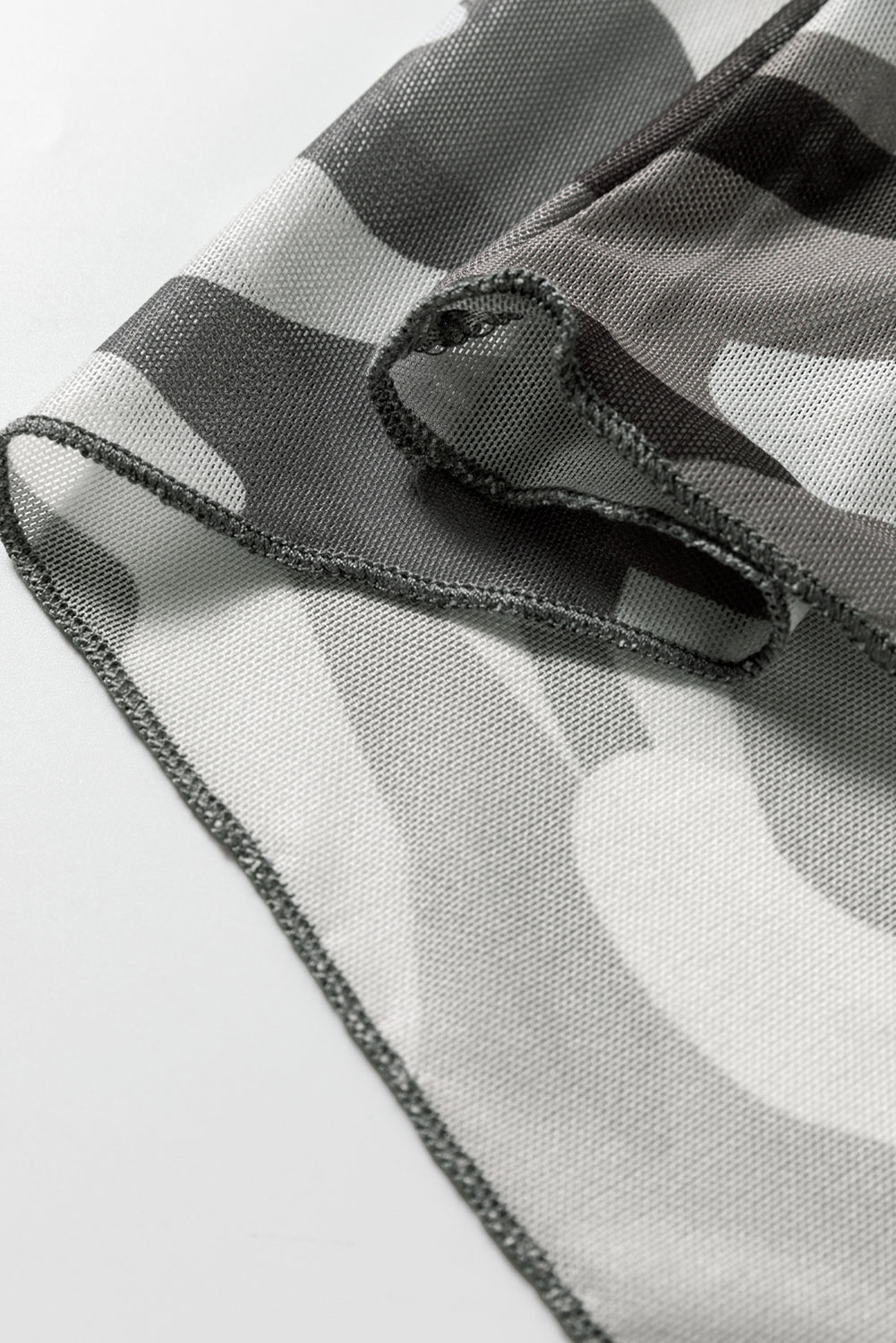 Camouflage Print Mesh Long Sleeve Top - eAura