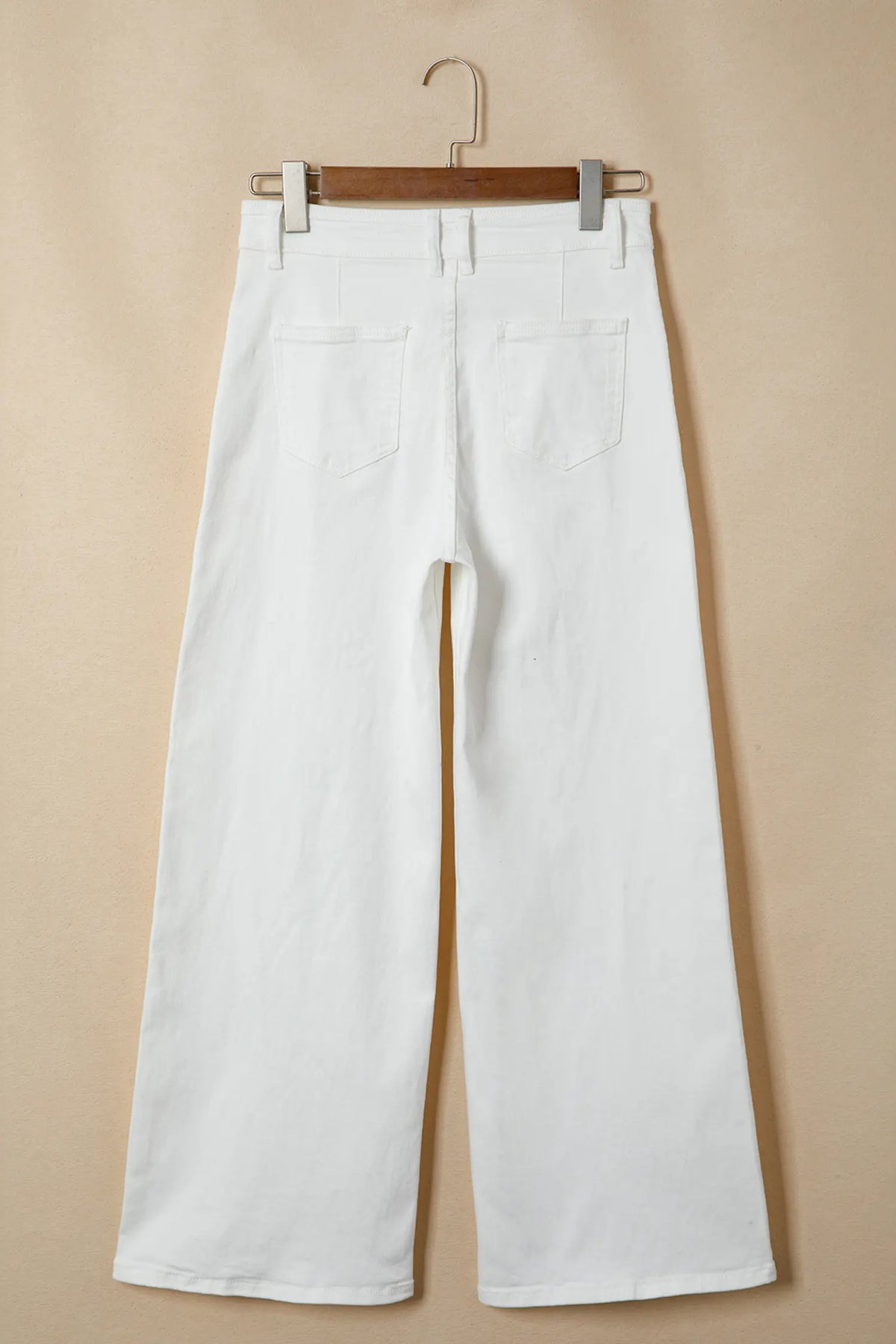 Solid Colour Loose Casual Jeans – White