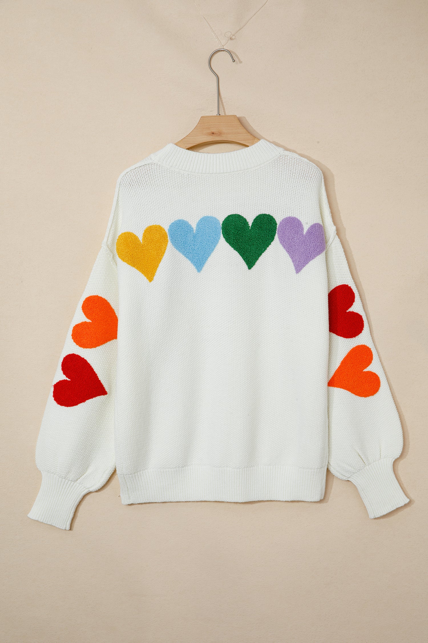 White Chenille Graphic Drop Shoulder Sweater - Sweaters & Cardigans/Sweaters