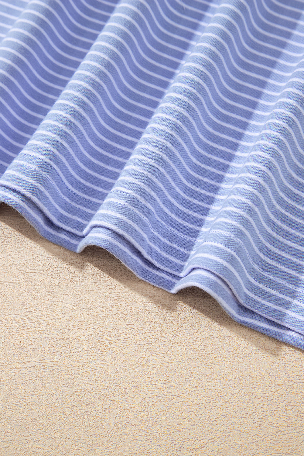 Sky Blue Stripe Dolman Sleeve Polo Shirt and Drawstring Shorts Set eAura