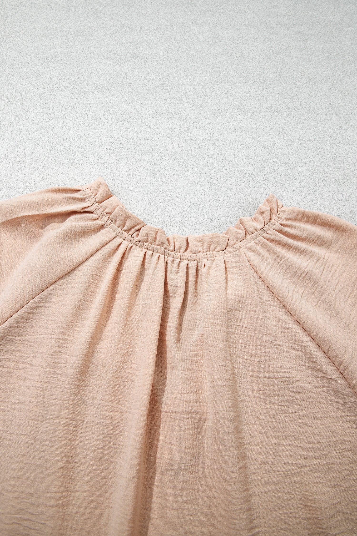 V Neck Gathered Cuff Three Quarter Sleeve Blouse – Parchment