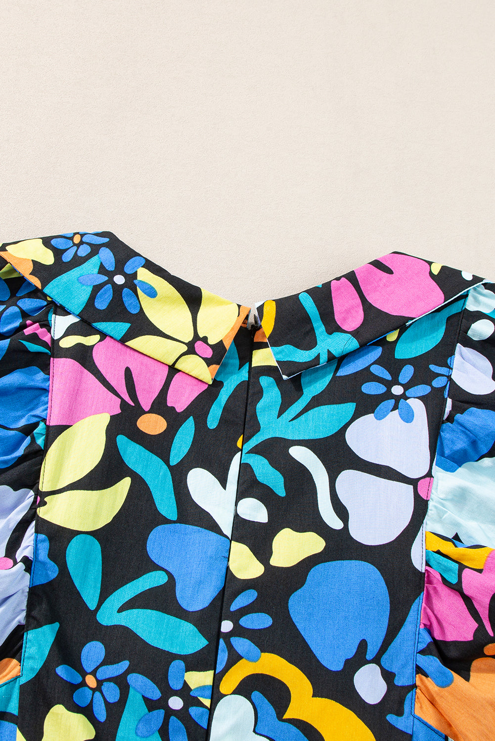 Blue Split Neck Collared Plus Floral Dress BB Fashion Outlet