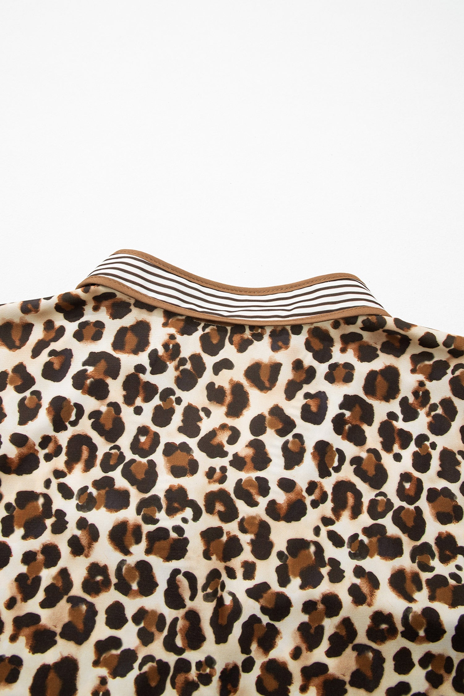 Leopard Print Striped Patchwork 3/4 Sleeve Loose Mini Dress - eAura