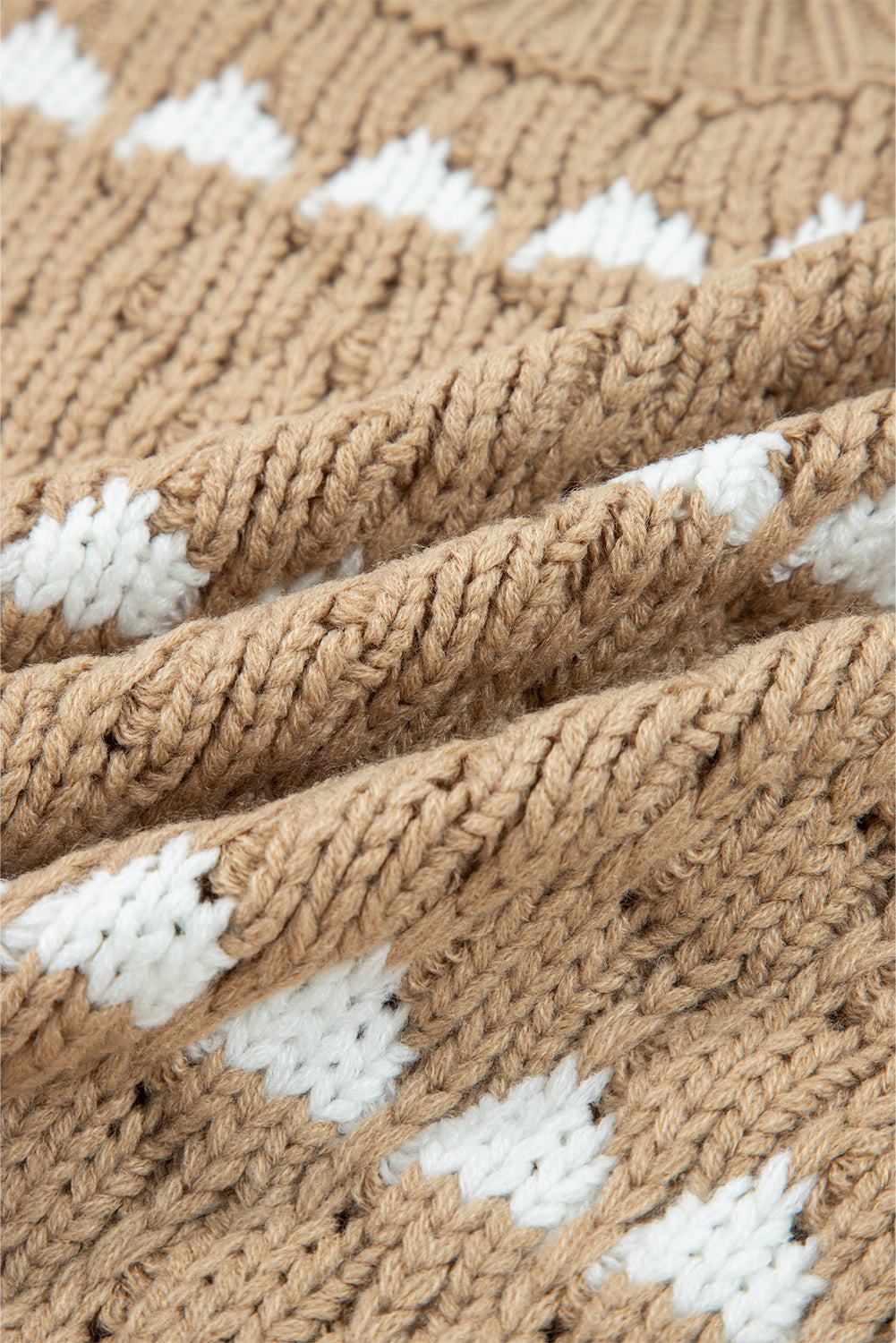 Contrast Detail Textured Knit Puff Sleeve Baggy Sweater - eAura